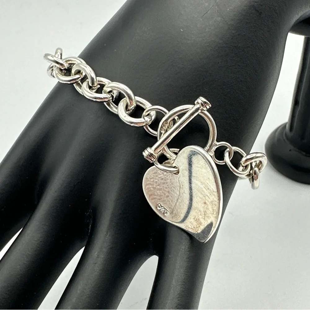 Sterling Silver Links Bracelet With‎ Hearts #342